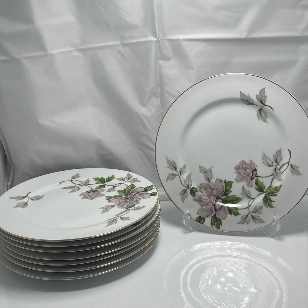 SEYEI ( Say-Yay )Fine China‎ Japan Peony Set Of 8 Large 10" Plates 2104 VTG 1958